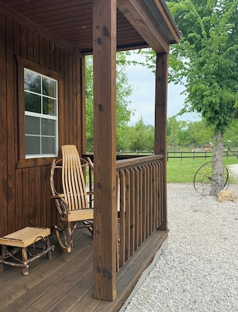 Terrace/patio. Meadowlark Cabin - Quiet Nature Escape w/ Creek & 150 Acres