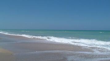Beach nearby, sun loungers, beach towels