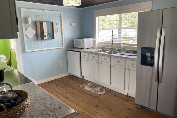 Frigorífico, microondas, horno y placa de cocina