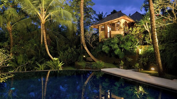 A house with a pool surrounded by tropical vegetation. - Villa Alamanda (Ubud)