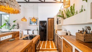 Villa, 3 Bedrooms, Smoking, Private Pool | Private kitchen - Rustic Interior Design, Private Villa, 3 BR, Umalas With Staff (Kerobokan)