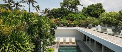 屋外プール、プール パラソル、サンラウンジャー