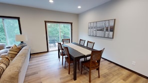 Smart TV, fireplace, foosball, table tennis