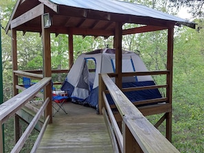 Tent (TreeTopper - Fully Set up tent Site! ) | Balcony - Treetopper Fully Set up Tent Site with BBQ, Firepit, Outdoor Pool & Hiking (Branson)