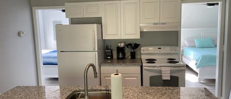Fridge, microwave, oven, dishwasher