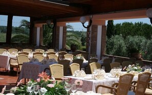 Outdoor banquet area