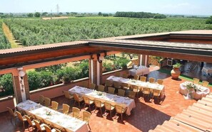 Outdoor banquet area