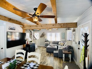 Smart TV, fireplace, table football, printers