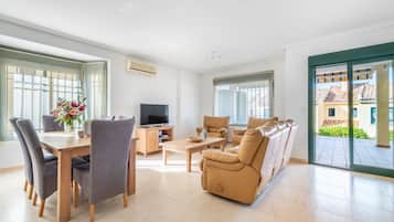 TV, DVD player, stereo