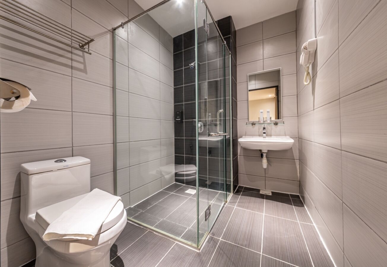 shower, free toiletries, hair dryer, bidet