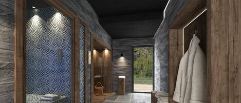 Sauna, hot tub, steam room