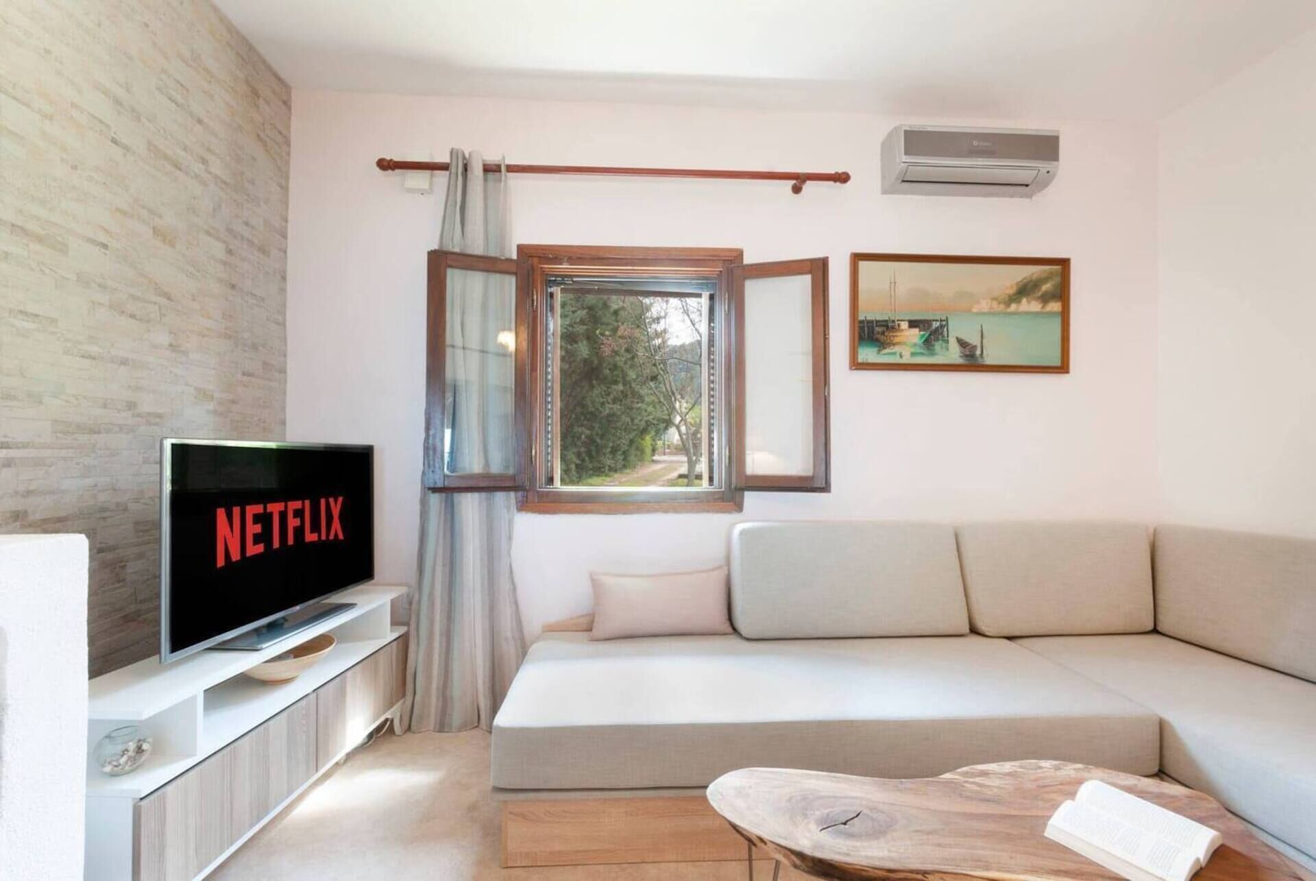 House, Multiple Beds | Living area | 30-inch TV with digital channels, fireplace