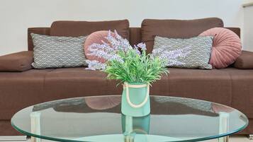 Apartamento urbano (2 Bedrooms) | Área de estar | TV de tela plana 101 cm com canais a cabo, TV