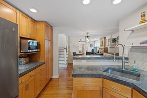 Fridge, microwave, oven, stovetop - Modern House with 2-Person Jacuzzi and Sauna; Steps to Racetrack (Saratoga Springs)