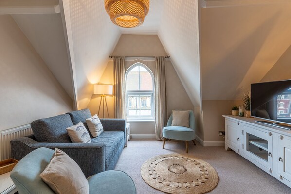 Appartement, privébadkamer, uitzicht op zee (Stowaway's) | Lounge