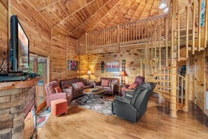 Televisión, chimenea y reproductor de DVD 