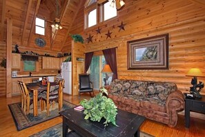TV, fireplace, DVD player, stereo - Romantic Smoky Mountain Retreat with Hot Tub & Pool Table (Sevierville)