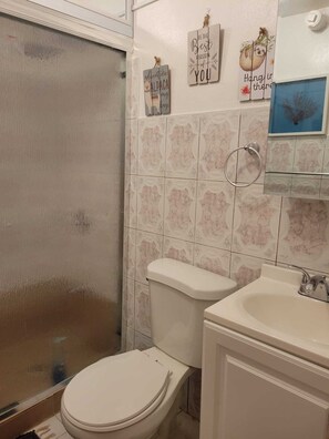 Ducha, cabezal de ducha tipo lluvia, secador de pelo, toallas