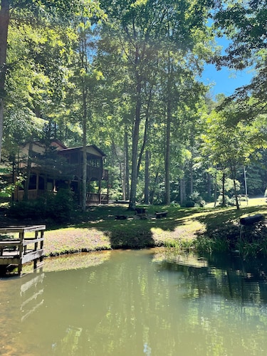 Happy mtn. home, enjoy 7 acres & 2 ponds, 1/2 mile to DuPont State Forest gate!