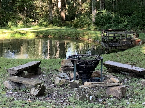 Happy mtn. home, enjoy 7 acres & 2 ponds, 1/2 mile to DuPont State Forest gate!