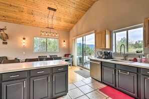 Fridge, microwave, stovetop, dishwasher - 'Elkwood Lodge' Cabin w/ Hot Tub in Star Valley! (Star Valley)