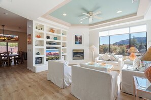 TV, fireplace - Indian Cliffs Retreat ~ 3 Bed 2 Bath With Pool/Jacuzzi And Red Rock Views (Sedona)