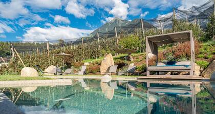 Apartment "Feldhof Apfeltraum" with Saltwater Pool, Panoramic Lawn and Balcony