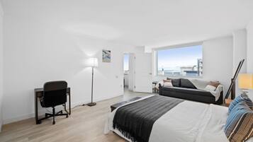 1 bedroom, laptop workspace, iron/ironing board