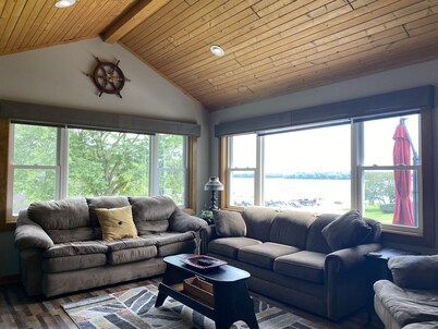 Nautical lakeview home with boat launch across the street from your rental home.