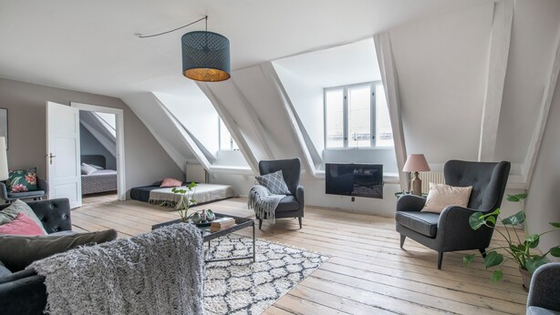 Living area - Plum Guide - Ostrich in the Eaves (Copenhagen)