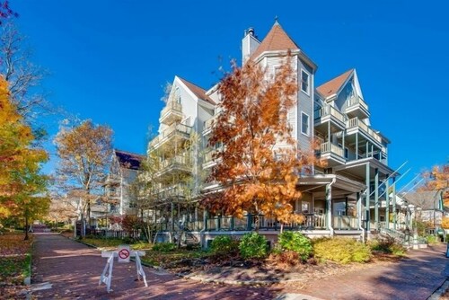 Originally built in Chautauqua Institution in 1890, the original St. Elmo Hotel building was torn down and rebuilt as a residential condominium.  It now offers the convenience of an elevator