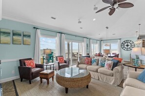 Living area - Sound Of Freedom - An Oceanfront Home For Rent In North Topsail Beach, NC (North Topsail Beach)