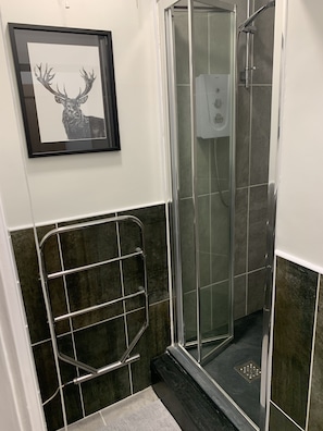 Apartment, 1 Queen Bed | Bathroom | Shower, hair dryer, towels, shampoo