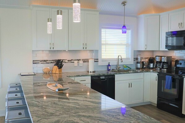 Fridge, microwave, oven, dishwasher