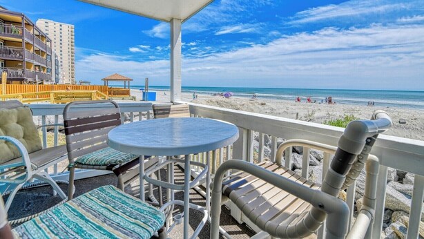 Outdoor dining - Beach House 109 - Two Bedroom, Two Bath Oceanfront Condo (Garden City Beach)