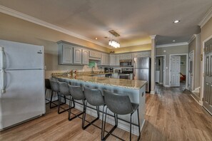 Fridge, microwave, oven, stovetop - Doctor's Orders - Six Bedroom, Six Bath, Oceanfront Duplex with Private Pool (Myrtle Beach)