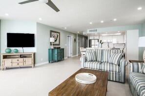 TV, DVD player, stereo