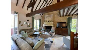 Télévision, cheminée, espaces bureaux