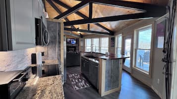 Fridge, microwave, coffee/tea maker, toaster
