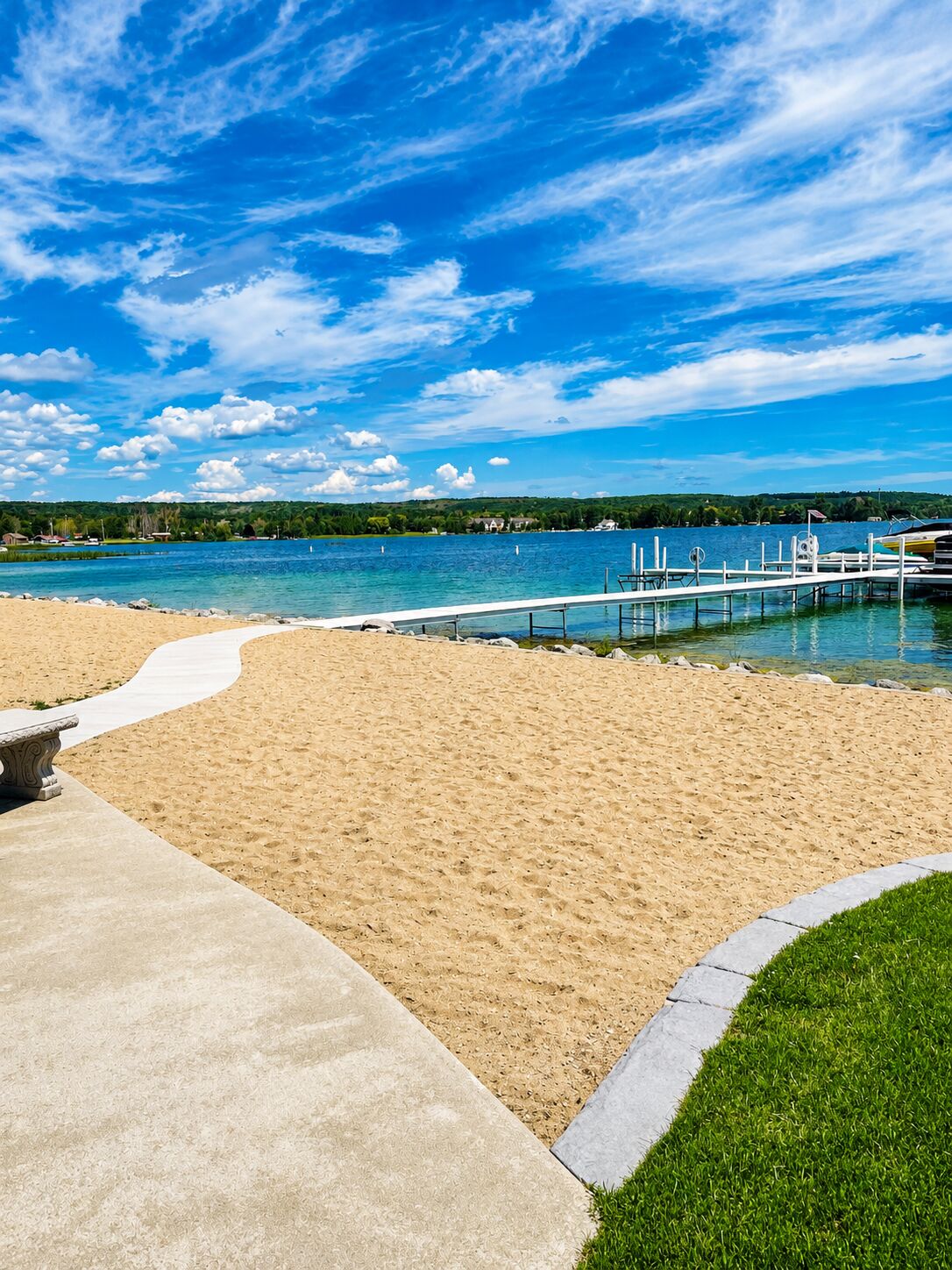 On the beach, sun-loungers, beach towels