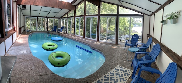 Indoor pool, a heated pool - Lakefront property with private heated indoor pool and hot tub! (Marion)