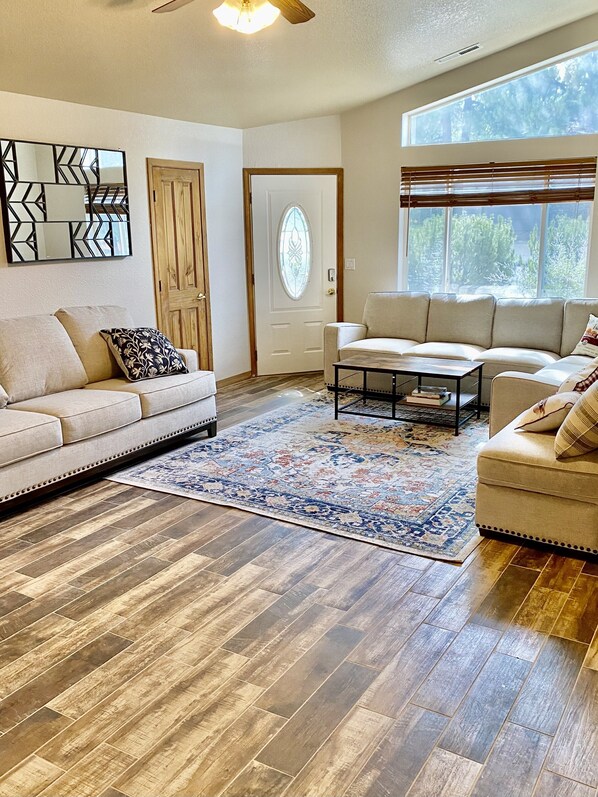 Smart TV, fireplace, table football