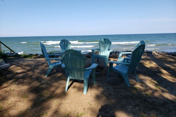 On the beach, sun-loungers, beach towels