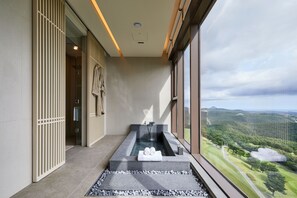 Separate bathtub and shower, free toiletries, hair dryer, bidet