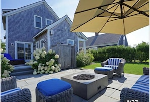 Outdoor fire pit and shower 