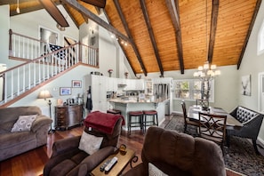 Smart TV, fireplace, DVD player, video library