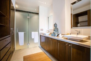 Walk-in closet in master ensuite bathroom