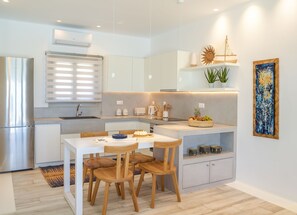 Fridge, microwave, oven, dishwasher