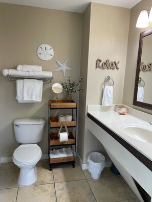 Ensemble douche/baignoire, sèche-cheveux, serviettes fournies, savon