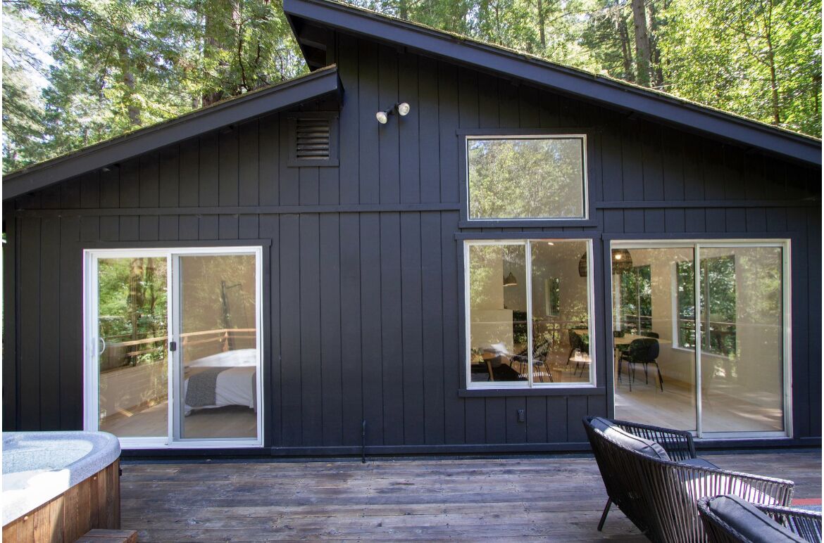Modern home with a creek